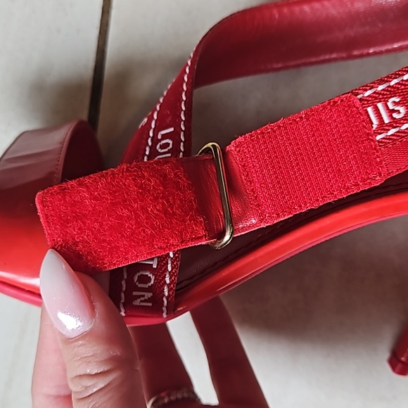 Louis Vuitton Red Patent Leather Logo Heels [size 37] - Picture 9 of 9